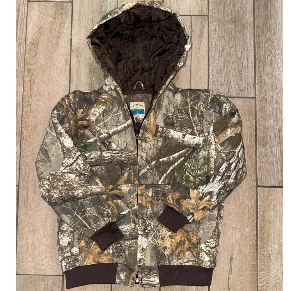 Realtree Edge Camo Full Zip Up Hooded Jacket - Kids Hunting Outdoors